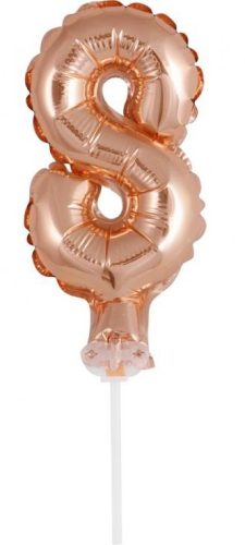 Rose Gold Nummer 8 Luftballon aus Folie für Kuchen 13 cm