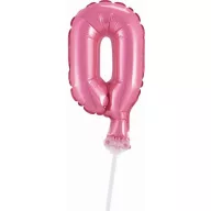 Nummer Pink Rosa Zahl 0 Folienballon für Kuchen 13 cm