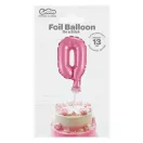 Nummer Pink Rosa Zahl 0 Folienballon für Kuchen 13 cm