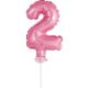 Pink Nummer 2 Pink Nummer Folienballon für Torte 13 cm