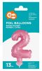 Pink Nummer 2 Pink Nummer Folienballon für Torte 13 cm