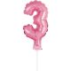 Pink Nummer 3 Pink Nummer Folienballon für Torte 13 cm