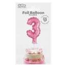 Nummer Pink Rosa Nummer 3 Folienballon für Kuchen 13 cm