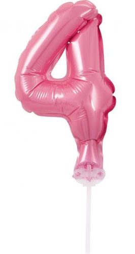 Pink Nummer 4 Pink Nummer Folienballon für Torte 13 cm
