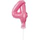 Pink Nummer 4 Pink Nummer Folienballon für Torte 13 cm