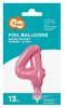 Nummer Pink Rosa Nummer 4 Folienballon für Kuchen 13 cm