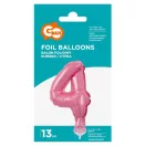 Nummer Pink Rosa Nummer 4 Folienballon für Kuchen 13 cm