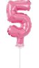 Pink 5 Pink Nummer Folienballon für Torte 13 cm