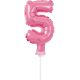Pink 5 Pink Nummer Folienballon für Torte 13 cm