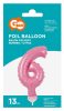 Pink Nummer 6 Pink Nummer Folienballon für Torte 13 cm