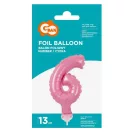 Nummer Pink Rosa Zahl 6 Folienballon für Torte 13 cm