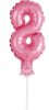 Pink Nummer 8 Pink Nummer Folienballon für Torte 13 cm