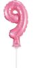 Pink Nummer 9 Pink Nummer Folienballon für Torte 13 cm