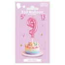 Nummer Pink Rosa Nummer 9 Folienballon für Kuchen 13 cm