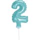 Blau Nummer 2 Light Blue Nummer Folienballon für Torte 13 cm