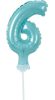 Nummer Light Blue Blaue Nummer 6 Folienballon für Kuchen 13 cm