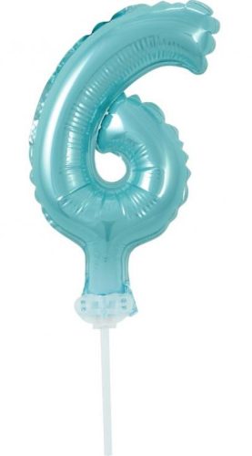 Blau Nummer 6 Light Blue Nummer Folienballon für Torte 13 cm