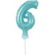 Nummer Light Blue Blaue Nummer 6 Folienballon für Kuchen 13 cm