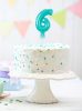 Nummer Light Blue Blaue Nummer 6 Folienballon für Kuchen 13 cm