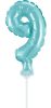 Nummer Light Blue Blaue Zahl 9 Folienballon für Kuchen 13 cm