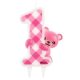 Nummer Pink Teddy Erster Geburtstag Glitzerkerze