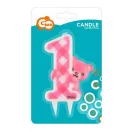 Nummer Pink Teddy Erster Geburtstag Glitzerkerze