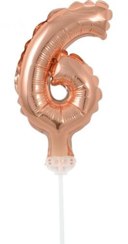 Rose Gold Nummer 6 Luftballon aus Folie für Kuchen 13 cm