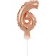Nummer Rose Gold Nummer 6 Folienballon für Kuchen 13 cm