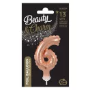 Nummer Rose Gold Nummer 6 Folienballon für Kuchen 13 cm