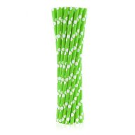 Farbe Green Polka Dots Grüner Papierstrohhalm, 24 Stück