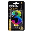 Nummer Galaxy Bunte Nummer 3 Kerze, Geburtstagskerze