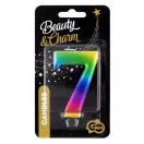 Nummer Galaxy Bunte 7er Zahlenkerze, Tortekerze