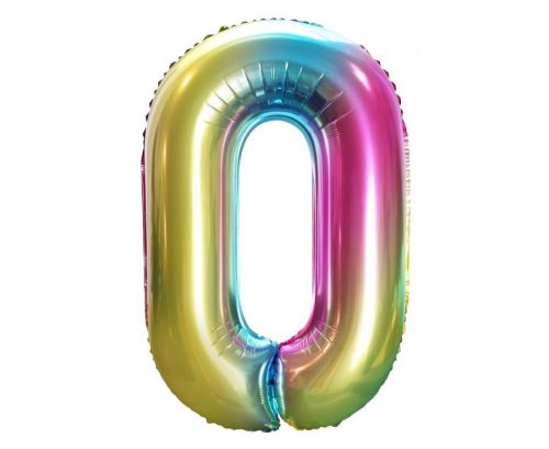 Nummer Rainbow Regenbogen Zahl 0 Folienballon 85 cm