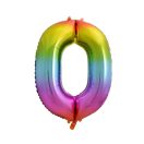 Nummer Rainbow Regenbogen Zahl 0 Folienballon 85 cm