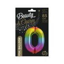 Nummer Rainbow Regenbogen Zahl 0 Folienballon 85 cm
