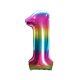 Nummer Rainbow Regenbogen Nummer 1 Folienballon 85 cm