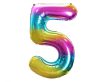 Nummer Rainbow Regenbogen Zahl 5 Folienballon 85 cm
