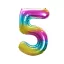 Nummer Rainbow Regenbogen Zahl 5 Folienballon 85 cm