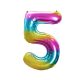 Nummer Rainbow Regenbogen Zahl 5 Folienballon 85 cm