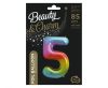 Nummer Rainbow Regenbogen Zahl 5 Folienballon 85 cm