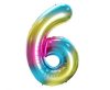 Nummer Rainbow Regenbogen Zahl 6 Folienballon 85 cm