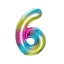Nummer Rainbow Regenbogen Zahl 6 Folienballon 85 cm