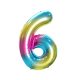 Nummer Rainbow Regenbogen Zahl 6 Folienballon 85 cm