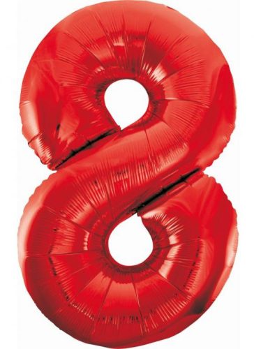 Rote Nummer 8 Red Folienballon 85 cm