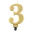 Nummer Metallic Goldene Nummer 3 Kerze, Tortenkerze