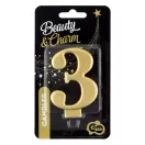 Nummer Metallic Goldene Nummer 3 Kerze, Tortenkerze