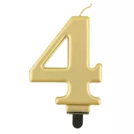Nummer Metallic Goldene Nummer 4 Kerze, Tortenkerze