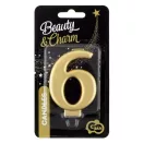 Nummer Metallic Goldene Nummer 6 Kerze, Tortenkerze