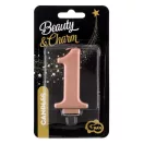 Nummer Metallic Rose Gold Nummer 1 Kerze, Tortenkerze
