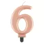 Nummer Metallic Rose Gold Nummer 6 Kerze, Tortenkerze